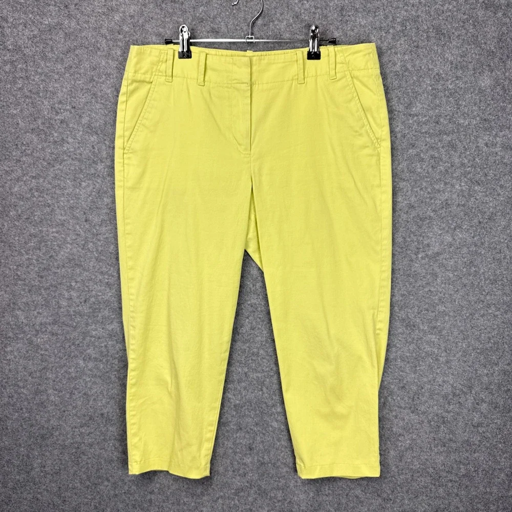 Talbots Cropped Pants 10P Yellow Stretch Cotton Chino Capri Petites